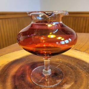 VTG Cranberry Glass 5" Ruffled Pedestal Vase Compote